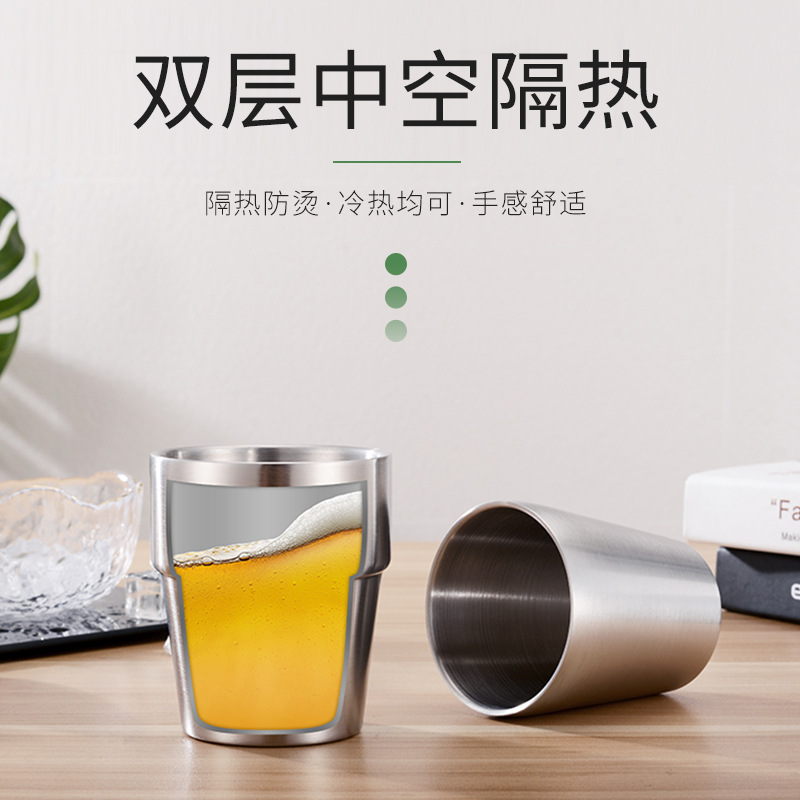 Cross-border 304 stainless steel beer mugs, coffee cups, children's cups, double-layer insulated outdoor barbecue Korean-style water cups Application Scenario