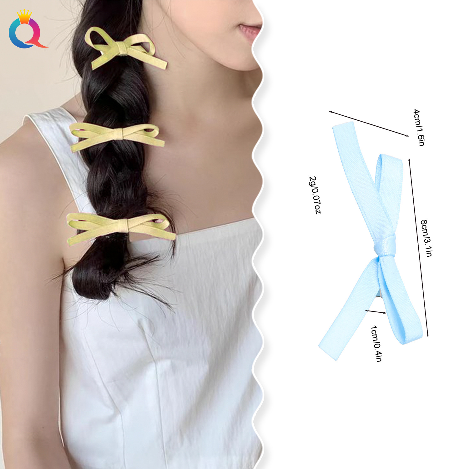 Qiyue ins Ribbon small bow hair clips, women's versatile bangs clips, side duckbill clips, hair accessories wholesale details Picture