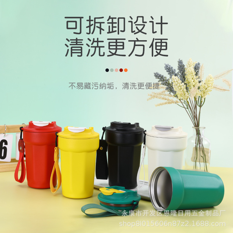 316 stainless steel octagonal coffee cups, double-layer vacuum insulated cups, outdoor portable handles, and casual cups as gifts full figure