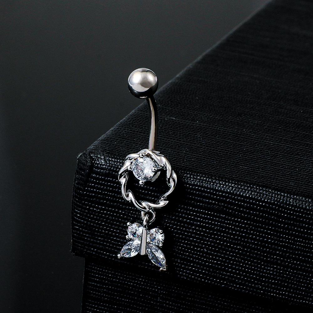 European and American ins zircon butterfly navel nail navel decoration, Amazon's new spider navel ring human piercing jewelry Specification drawing