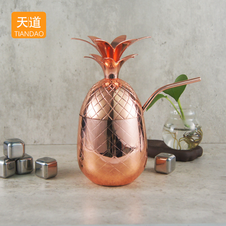 New wine glasses: Pineapple glass, creative mint juice cup, bar milk tea shop juice drink cup, metal wine glass, cocktail glass Specification drawing