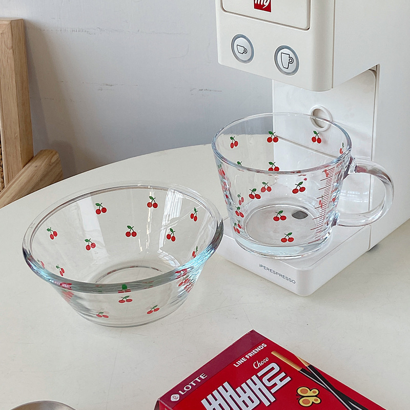 Boli's cute cherry bowl, glass salad bowl, oat bowl, fruit bowl, cold noodle bowl, dried fruit and snack bowl are all adorable Specification drawing