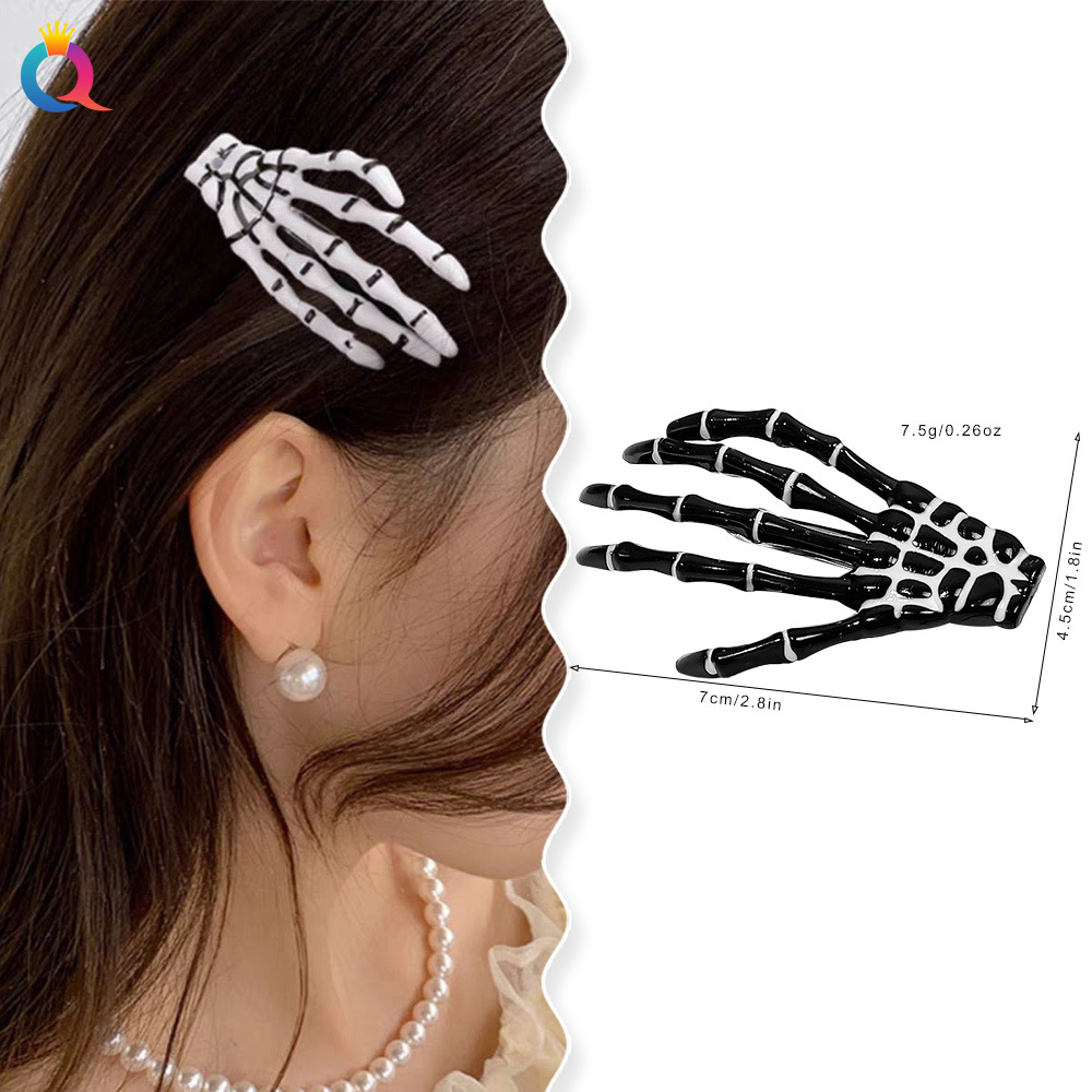 Qiyue Hand Bone Hair Clip, Halloween Hair accessory, Ghost Claw Skull Hand Claw Clip, hair clip, female European and American funny grab clip wholesale details Picture
