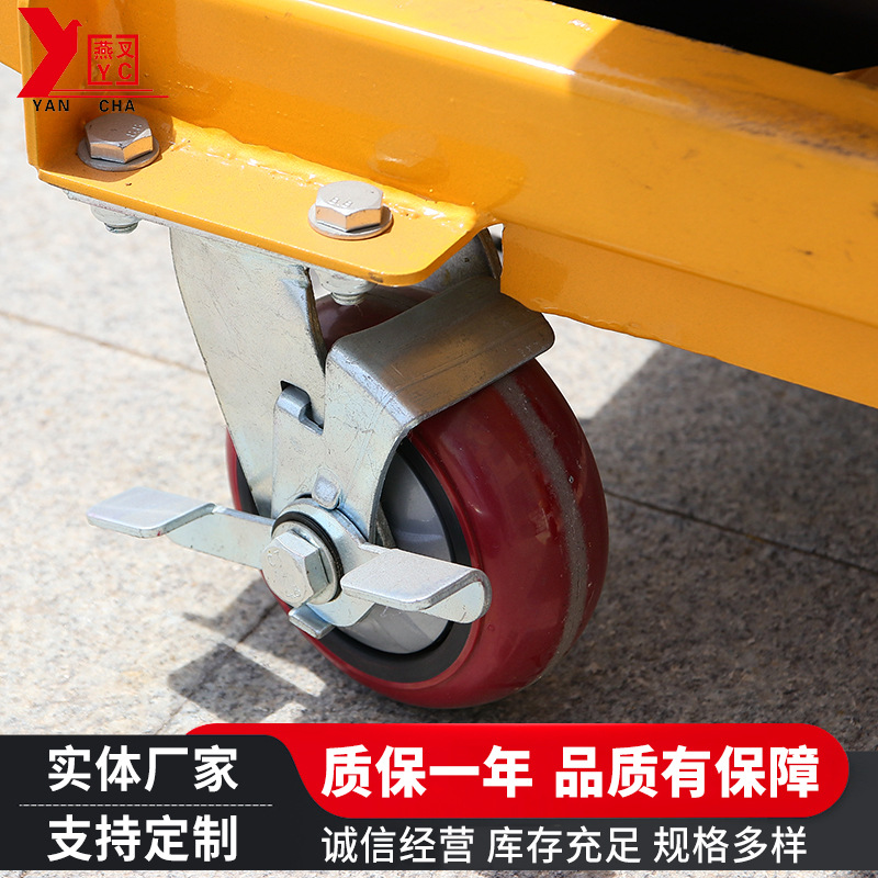 The manufacturer of hand-pushed small mold moving and lifting platform trucks offers mobile scissor lift small platform trucks in stock Application Scenario