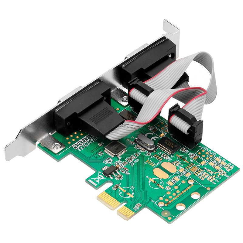 PCIE to 232 serial port card DB9 pin com port expansion card Two-port RS232 communication adapter card WCH CH382L Specification drawing