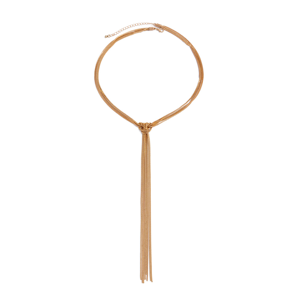European and American cross-border jewelry: Simple Y-shaped metal tassel plain chain necklace, cold style, multi-layer CCB bead collarbone chain Item Picture