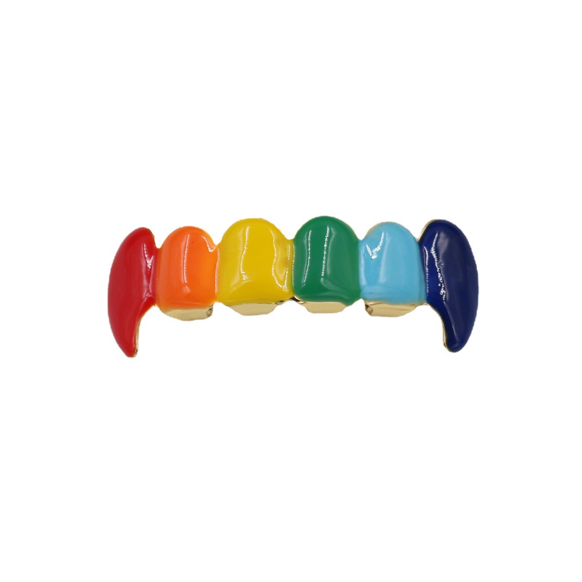 The trendy and fashionable items in Europe and America are buying hip-hop colorful oil drip Wolf tooth Hip-hop nightclub trendsetters Halloween stage props details Picture