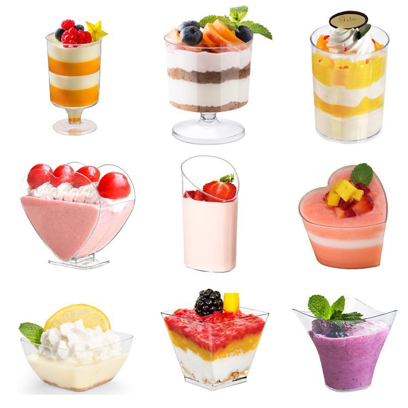 Factory wholesale disposable mousse cups with LIDS, pudding double skin milk cake, transparent plastic 150ML dessert cups details Picture