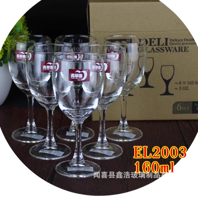 Wholesale of glass red wine stilt cups, household wine, juice and beverage cups, hotel LOGO stilt glass cups details Picture