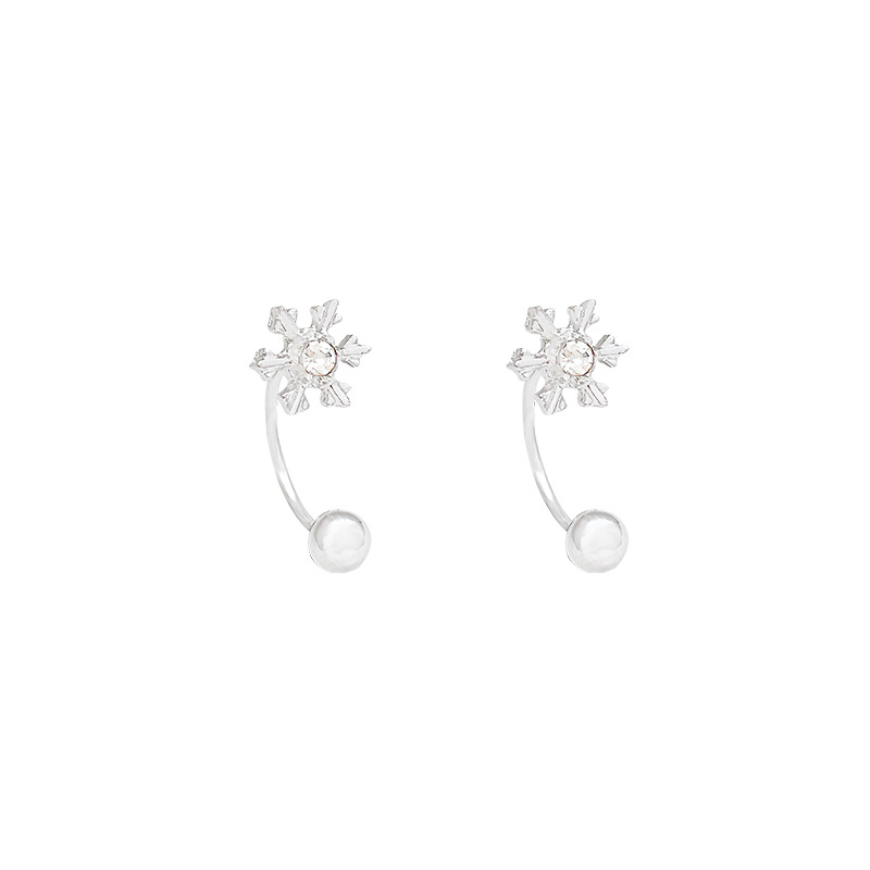 Light luxury, niche and simple snowflake ear studs, women's screw ear bone studs, ear piercing, no need to remove earrings while sleeping, internet-famous earrings Item Picture