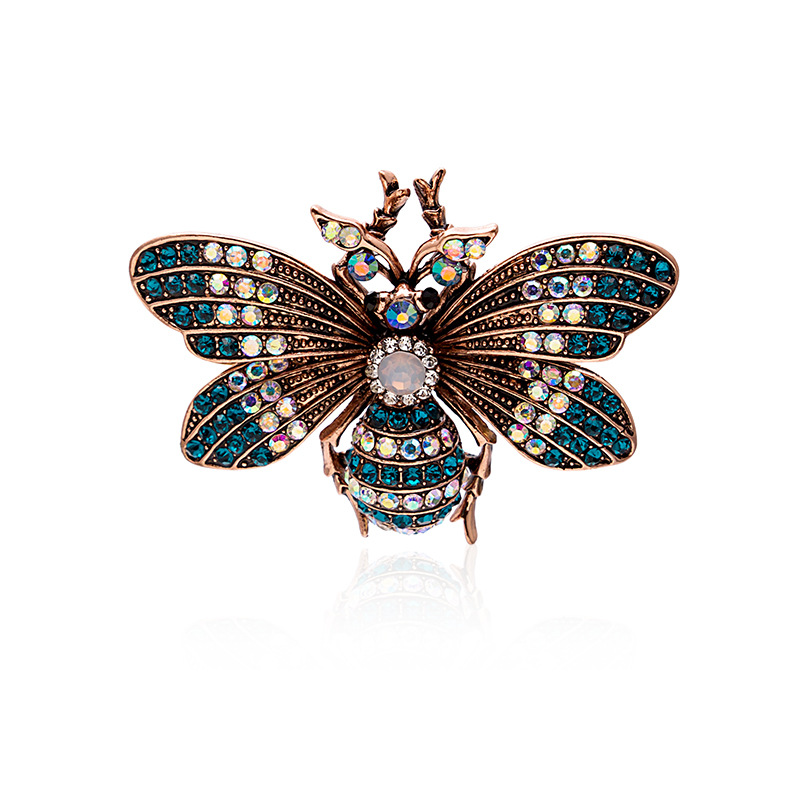 European and American cross-border creative colored diamond insect brooch, retro oil drip and diamond enamel bee and butterfly brooch and brooch accessory full figure