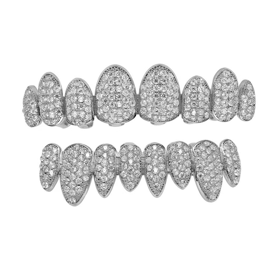 Cross-border bestseller irregular eight-toothed hip-hop braces, micro-inlay zircon teeth, Halloween vampire costume exaggerated teeth decoration details Picture