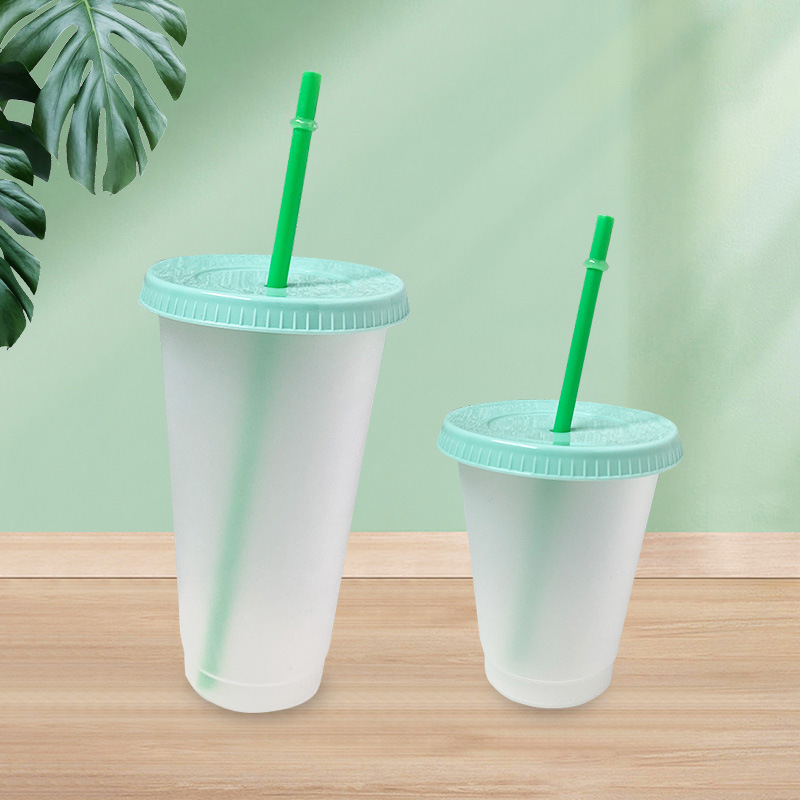 Large-capacity transparent pp plastic straw cups are available in multiple colors. Portable plastic cups support custom-woven factory wholesale Specification drawing
