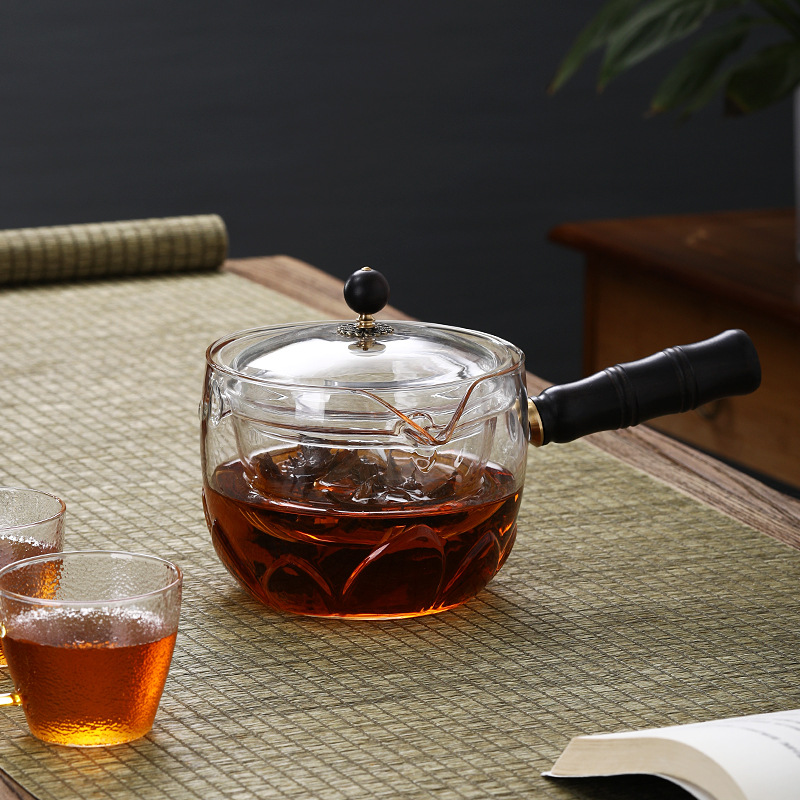 New thickened high-temperature resistant glass teapot, boiling teapot, Xiaoyao teapot, tea-water separation teapot, household tea set details Picture