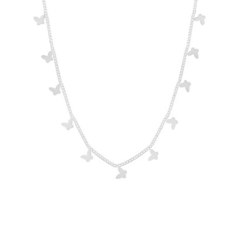European and American fashion super fairy butterfly pendant necklace, cute and unique hip-hop retro design sense, collarbone chain sweater chain girl Item Picture