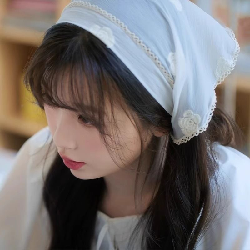 SHH King in hibernation, the same lace headscarf and triangular scarf as Yu Shuxin's, thin 2025 new summer headwear Specification drawing