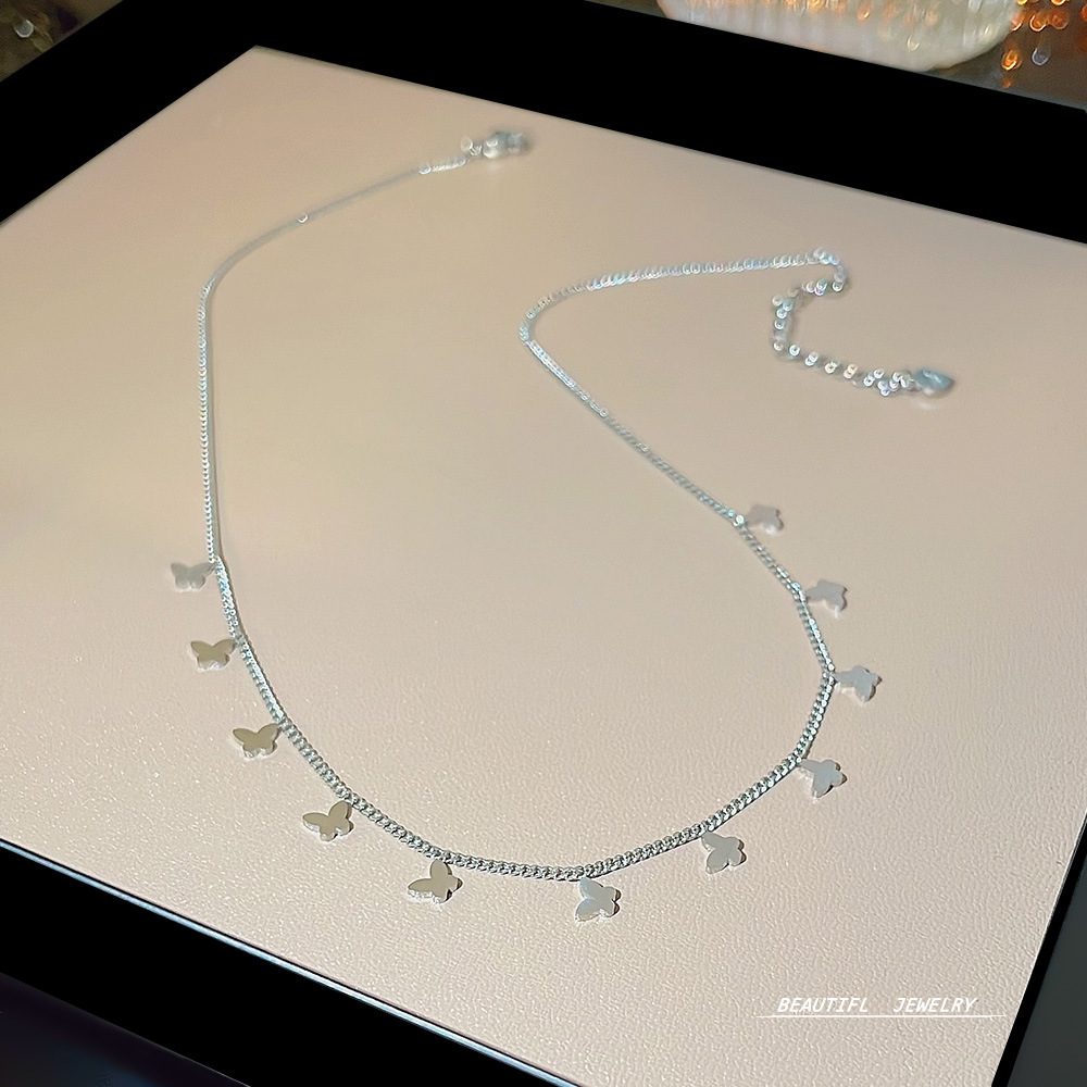 European and American fashion super fairy butterfly pendant necklace, cute and unique hip-hop retro design sense, collarbone chain sweater chain girl details Picture