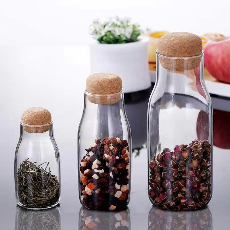 Household cork glass bottle storage jars, coffee bean storage jars, tea cans, sealed jars, glass jars details Picture