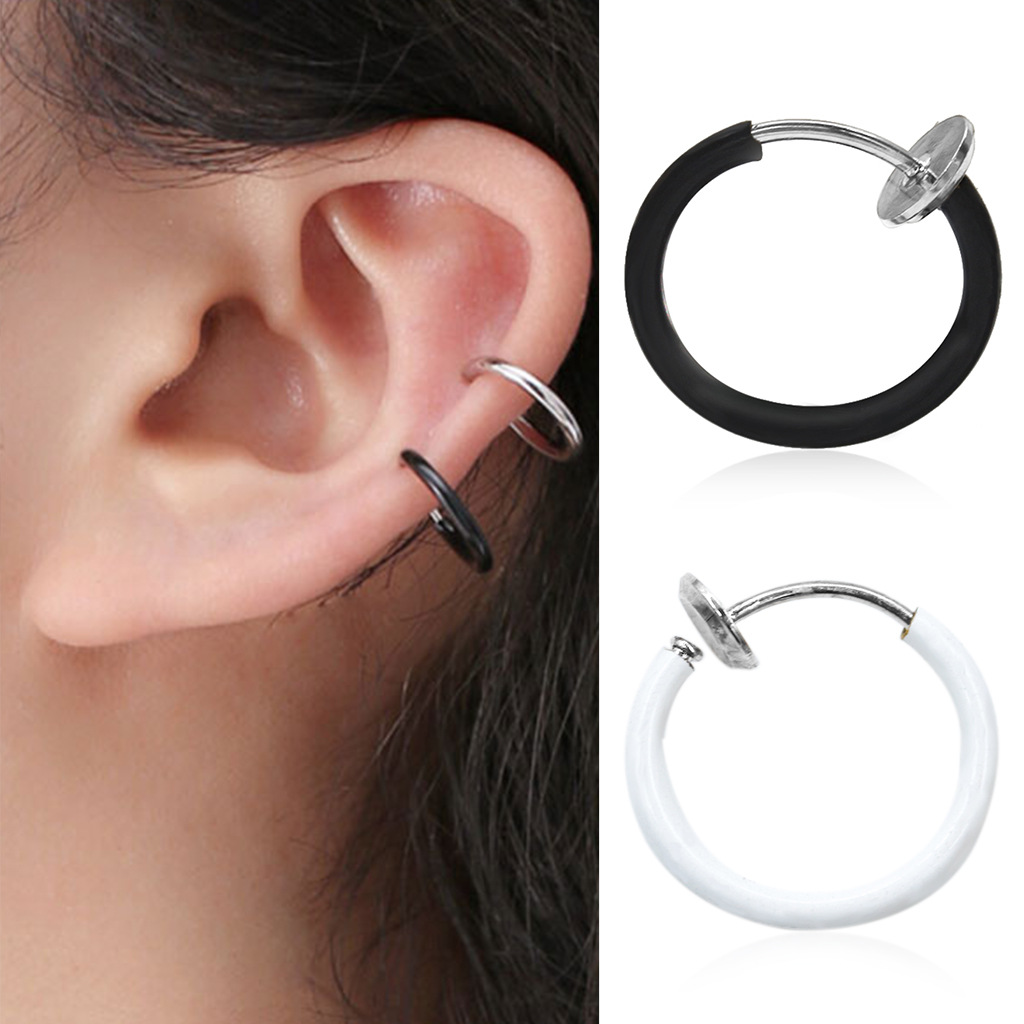 European and American foreign trade simple and small circle single earrings, Korean style fashionable single without ear holes, ear clips and nose rings full figure