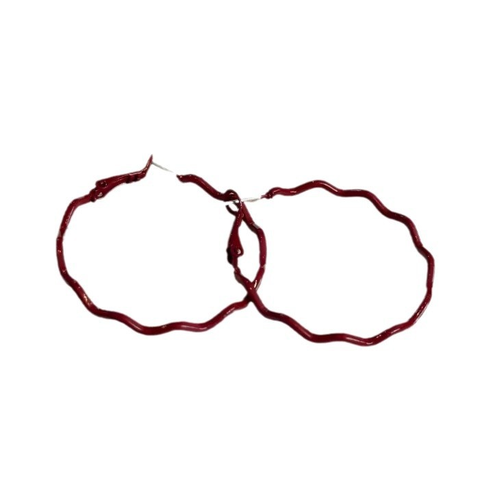 Exaggerated retro Ankela red wavy ring ear rings, a 2025 bestseller, high-end and versatile stud earrings Item Picture
