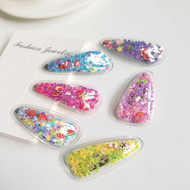 Douyin's best-selling flowing sand bb clips, PVC sequined children's hair clip covers, diy hair accessories, hair clips, head accessories, and auxiliary materials wholesale Specification drawing