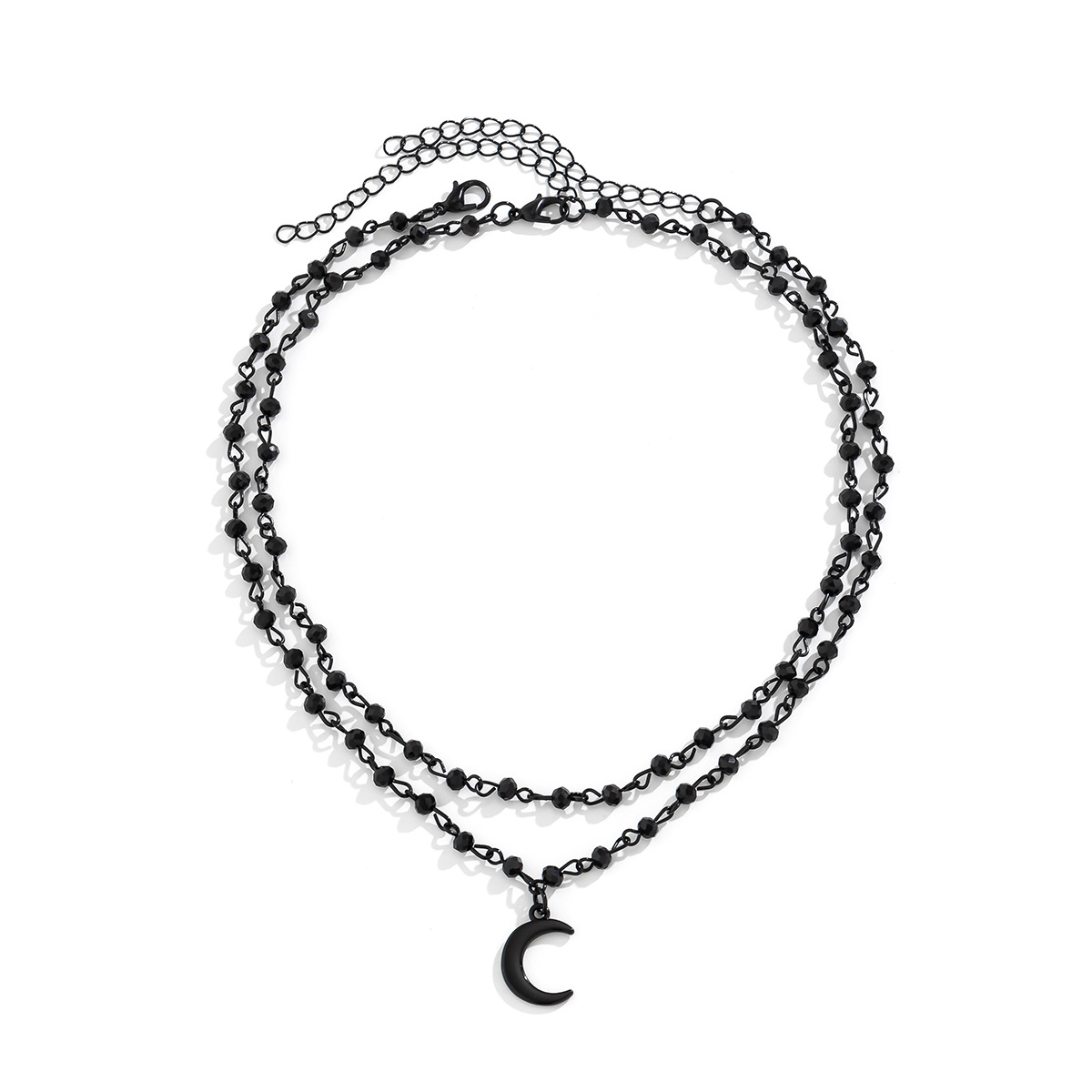 European and American cross-border jewelry, simple design sense, niche star tassel necklace, sweet and cool hip-hop single-layer round piece necklace Item Picture