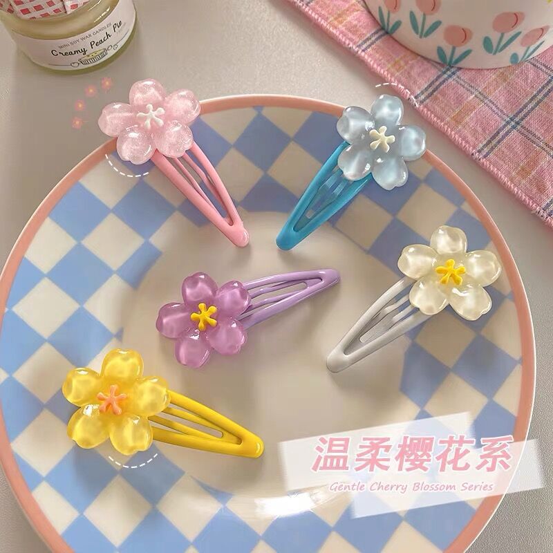 Spring and summer children's cherry blossom hair clips, sweet and cute flower bangs, side clips, and girls' hair clips at the back of the head are all on sale Specification drawing