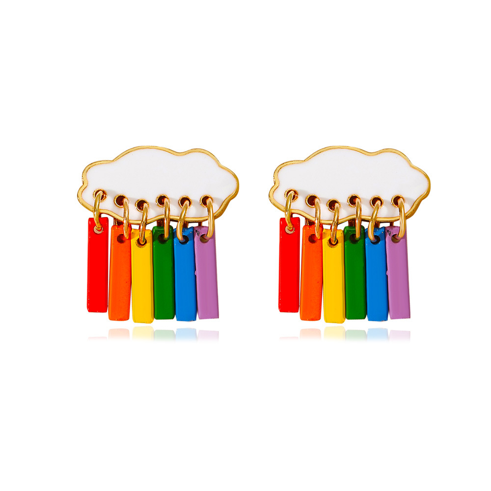 Korean simple and elegant, cute cloud raindrop earrings, women's personalized colorful earrings, cross-border ear studs and earrings wholesale Item Picture