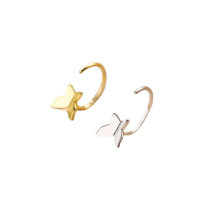 C-shaped silver butterfly earrings for women, 2025 new trendy ear hooks, Korean-style stud earrings, design sense accessories Item Picture