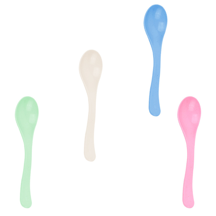 Amazon wheat straw small spoons, spoons, plastic soup spoons, tableware sets, children's spoons, dessert spoons, manufacturer wholesale Item Picture