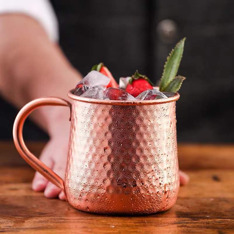 304 stainless steel mule cup, hammered cocktail cup, bar Moscow copper-plated waist-shaped cup, creative mug Specification drawing