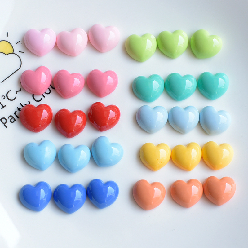 Candy-colored glossy heart-shaped resin accessories, cream glue, diy accessories, self-made handcrafted hair clip accessories, material patches full figure