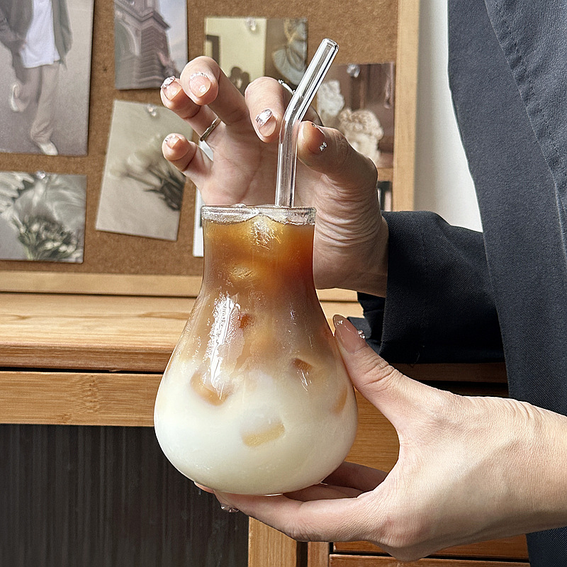 High-appearance-level internet-famous bubble coffee cups, water cups, coffee shops, bars, American ice water cups, juice cups, cocktail cups details Picture