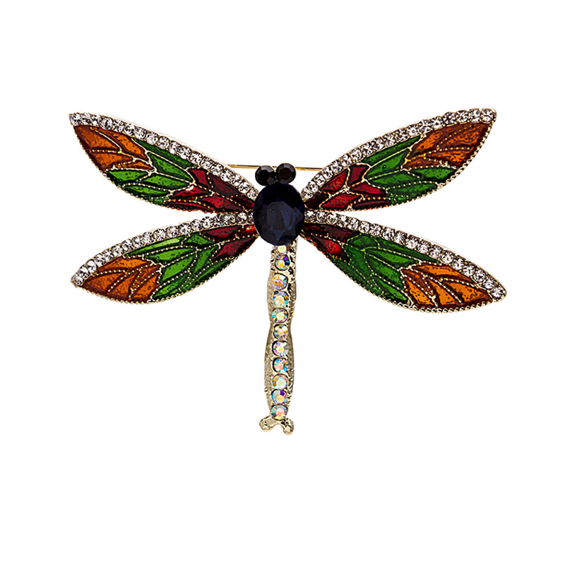 Direct sales from the manufacturer of oil-dripping alloy brooches with colorful diamonds, dragonfly, insect and animal brooches and corsage accessories for European and American export Item Picture