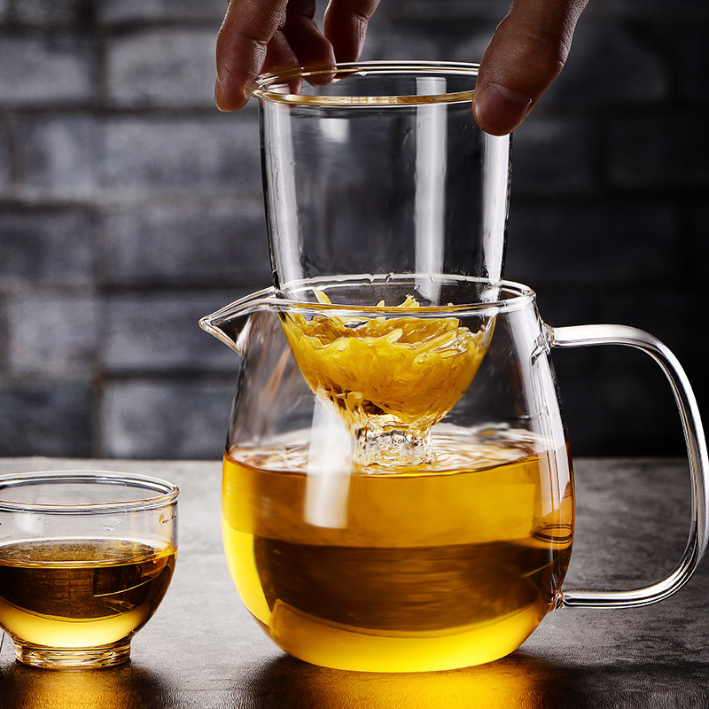 High borosilicate cold water bottle, glass filter flower teapot, high-temperature resistant glass brewing teapot, 600ml penguin teapot details Picture