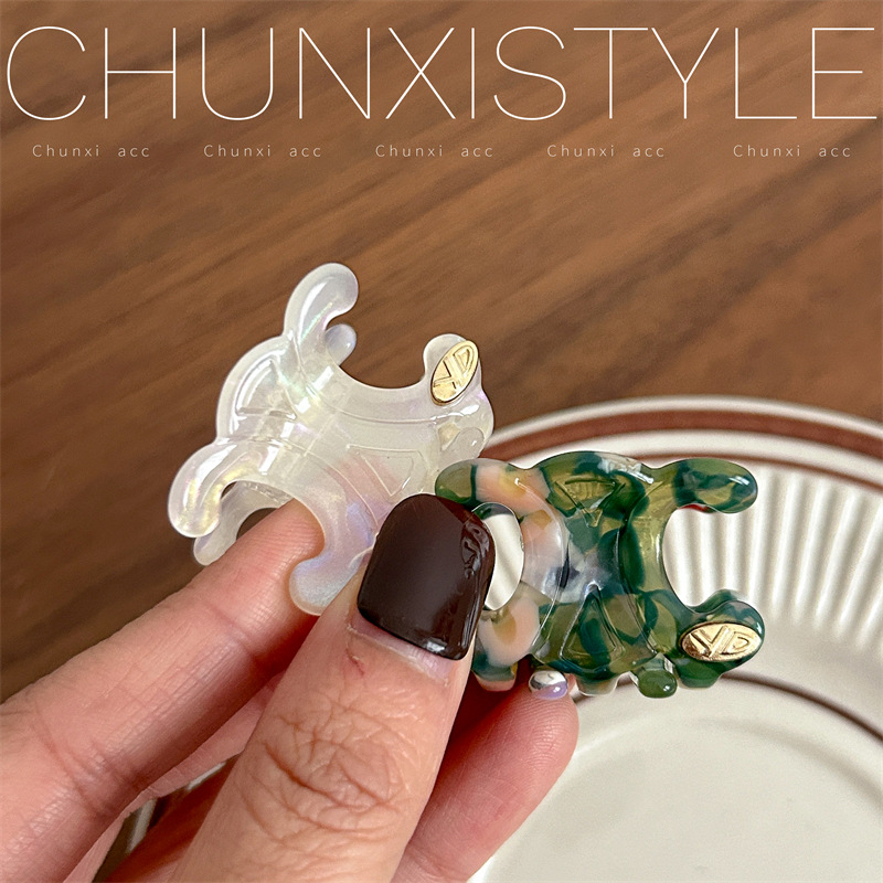 YD Personalized Arc de Triomphe 3cm acetate mini Grab clip bangs Shark clip Mini Hair grab French style high-end hair accessory Application Scenario