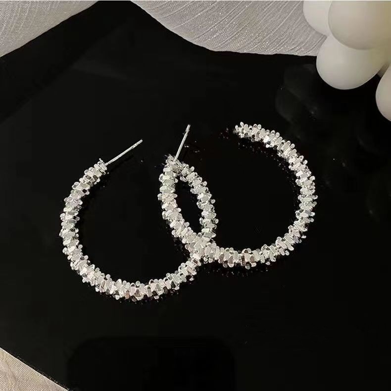 ins niche design sense, super sparkling silver ear rings, women's light luxury, versatile, fashionable and high-end ear studs, cold style earrings Application Scenario