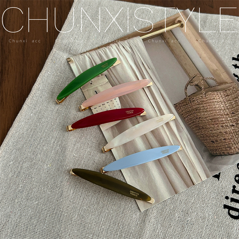 Give time, time ~ Korean-style acetic acid simple one-piece clip 2024 side bangs hair clips, hairpins, hair accessories ins Specification drawing
