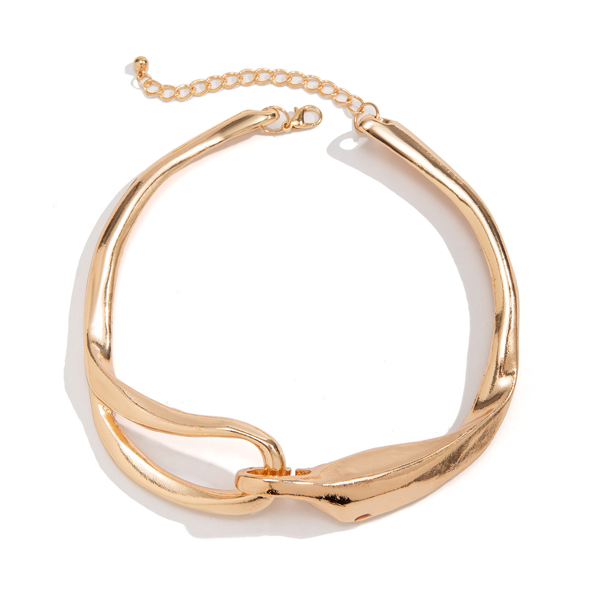 European and American cross-border punk-style abstract collar, female personality metal buckle, geometric sweet and cool style collarbone chain choker accessory Item Picture