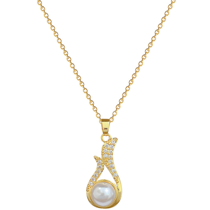 【 Titanium Steel 】 Necklace and Earring set, light luxury Full diamond pearl Xintiange personalized and elegant banquet earrings and Necklaces Item Picture
