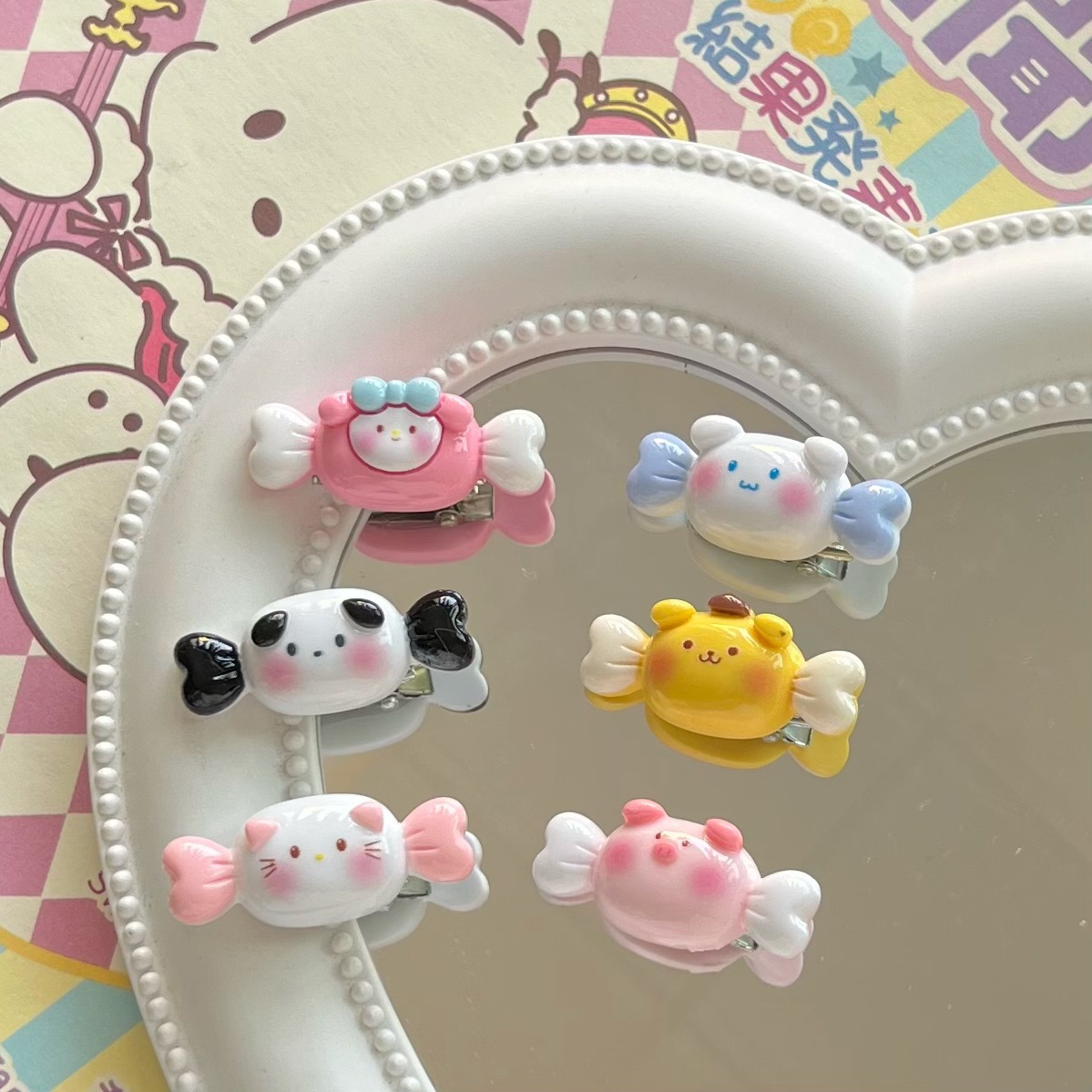Sanrio candy hair clips, sweet and cute girl mini baby, small bangs, hair clips, children's headwear details Picture