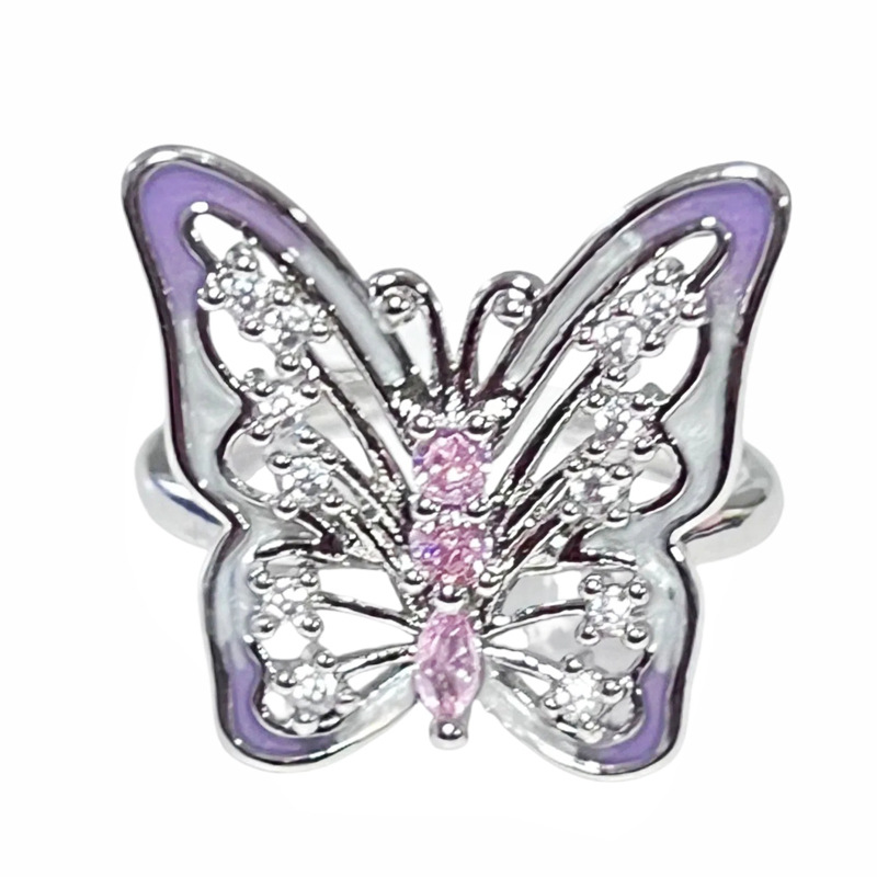 European and American punk sweet and cool gradient three-dimensional butterfly opening ring for women on Instagram, cold style, exquisite, fashionable and individual ring Item Picture