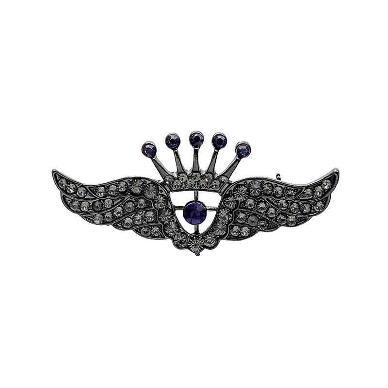 Wholesale of European and American full-diamond crown wing brooches and Korean popular and versatile angel wing water diamond brooches Item Picture