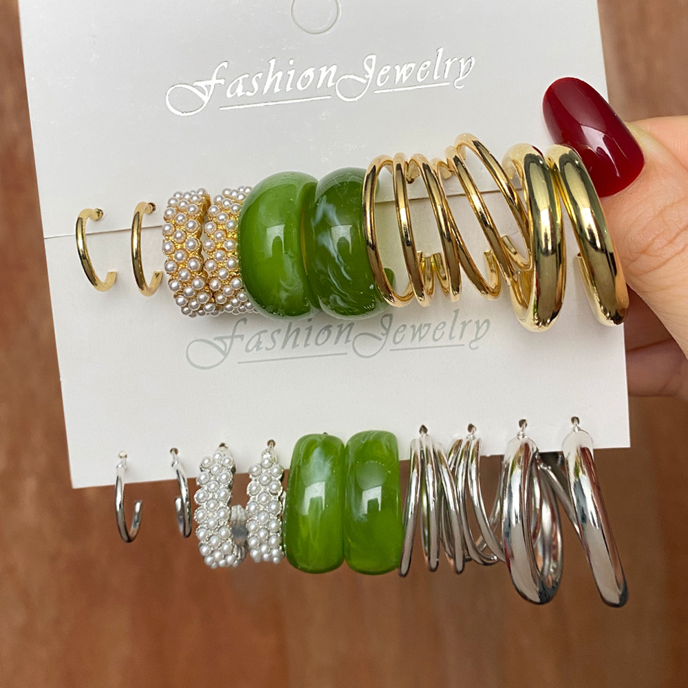 Cross-border source fashion combination earrings, simple 38-pair creative butterfly pearl stud earrings set details Picture