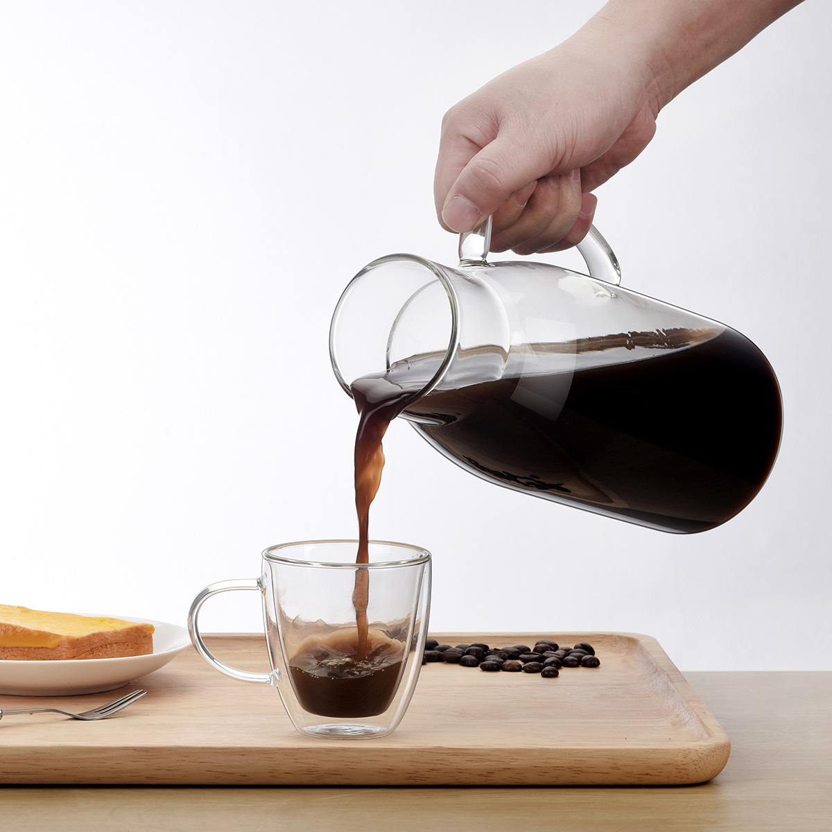 Cross-border glass coffee pot wholesale, brewing pot, filter coffee, cold brewing pot, large-capacity sharing pot, cold extraction coffee pot Specification drawing