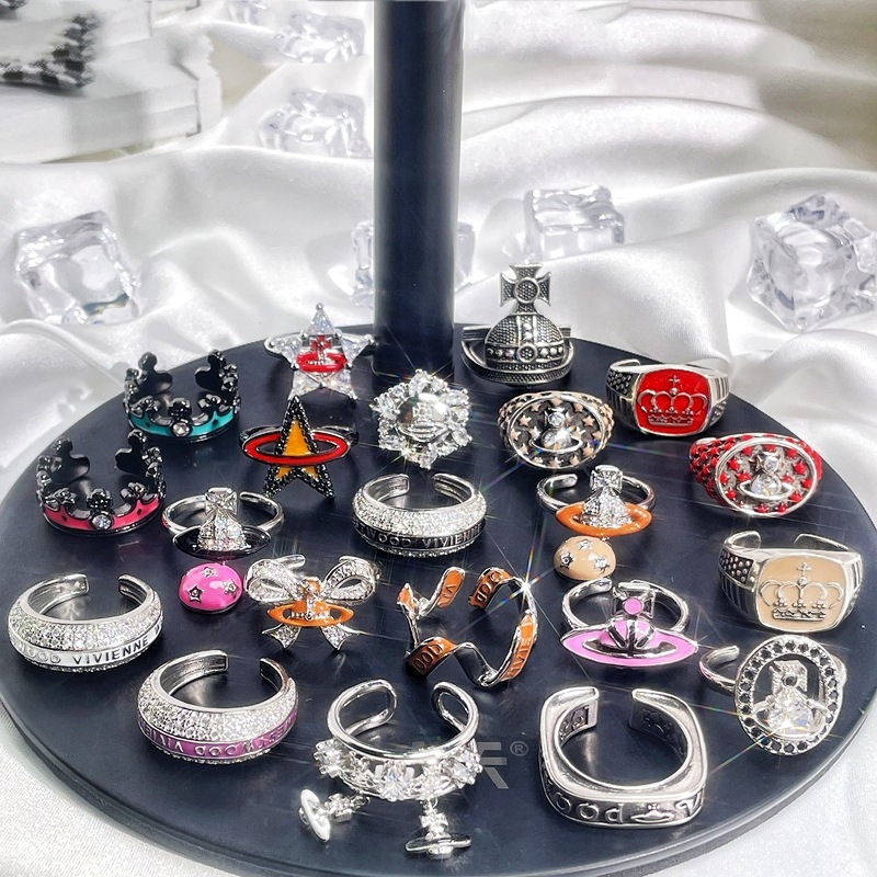 Sweet and cool Saturn Drip glaze Open ring for women, simple and individual planet, exquisite and versatile, punk fashion, cold style ring details Picture