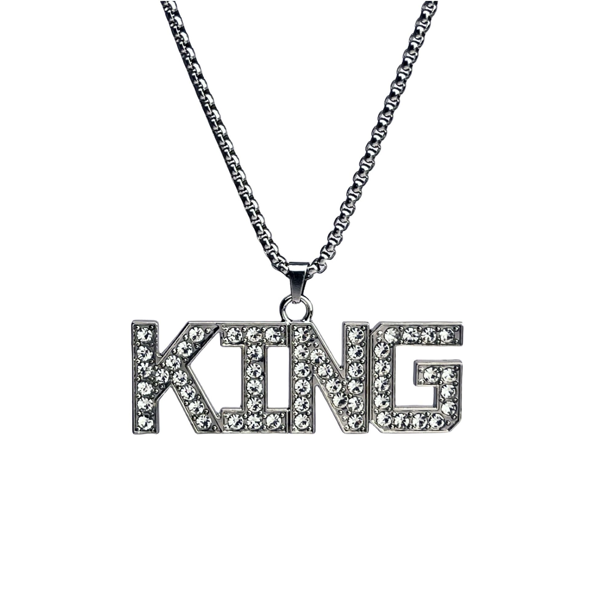 Wholesale of 2024 new European and American hip-hop letter pendants, fashionable and trendy men's and women's KING letter necklaces and sweater chains Item Picture