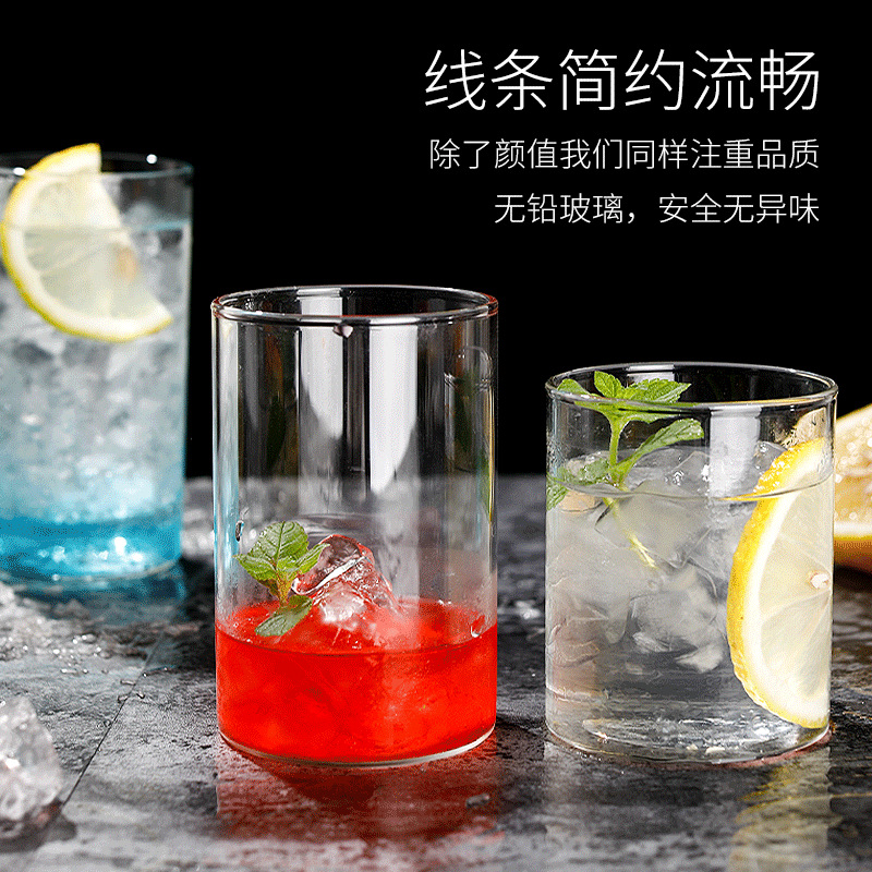 Thin and light Instagram glass, cocktail cup, simple long drinking cup, Colin cup, straight cup, high appearance level wine cup Specification drawing