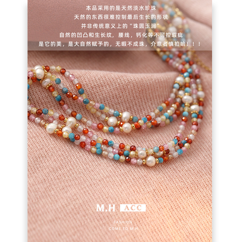 Fresh and colorful pearl zircon necklace for women, ins style, simple, fashionable and high-end collarbone necklace wholesale Application Scenario