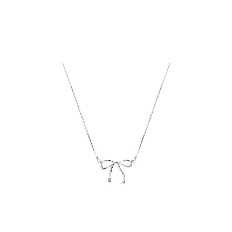 A niche design of an irregular metal bow necklace for women, a simple and versatile Korean style neckchain and collarbone chain Item Picture